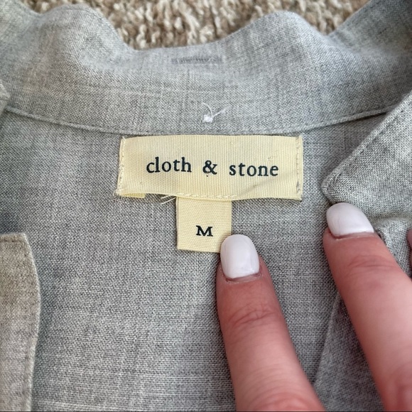 Anthropologie Cloth & Stone Classic Grey Button Down Shirt - Picture 2 of 9